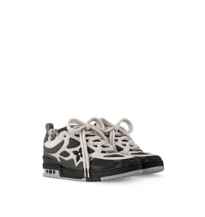 Lv Skate Sneakers Leather Monogram Logo Grey White