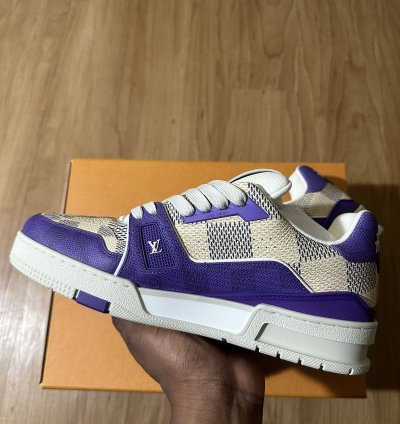 Lv Trainer Leather Sneakers Monogram Purple