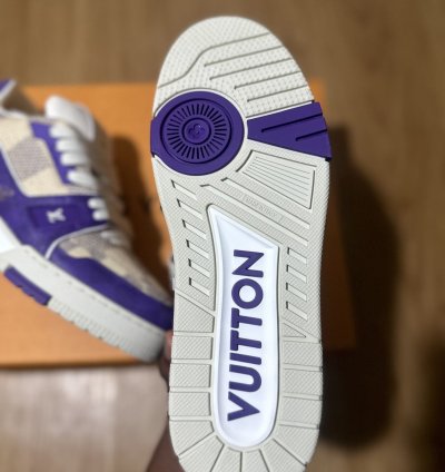 Lv Trainer Leather Sneakers Monogram Purple