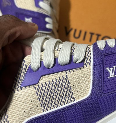 Lv Trainer Leather Sneakers Monogram Purple