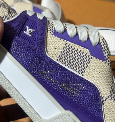 Lv Trainer Leather Sneakers Monogram Purple
