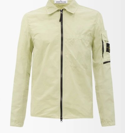 500 Ss22 Logo Zipped Overshirt Green
