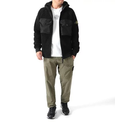1000 Stone Island Fleece Cotton Pile Hooded Sherpa Jacket
