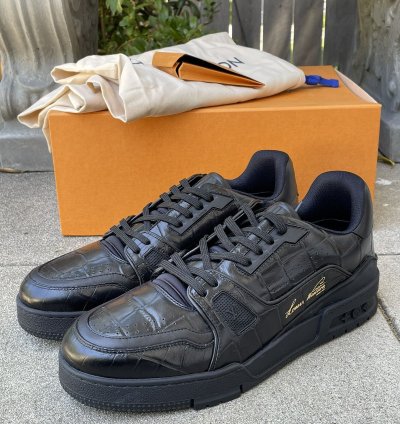 Lv Trainer Sneaker Croc Black Sz Us 9