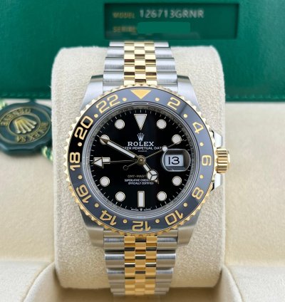 Rolex Gmt-master Ii In Stock 2024 Gmt-master Ii Black Dial 126713grnr 18k Two Tone Yg Jubilee Bracelet