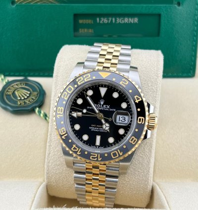 Rolex Gmt-master Ii In Stock 2024 Gmt-master Ii Black Dial 126713grnr 18k Two Tone Yg Jubilee Bracelet