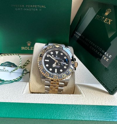 Rolex Gmt-master Ii New 2023 Jubilee Bracelet Two Tone Yellow Gold Black Gray Ceramic Bezel 40mm