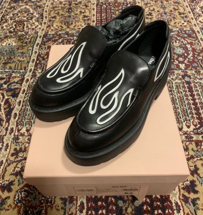 Miu Miu Flame Leather Loafers