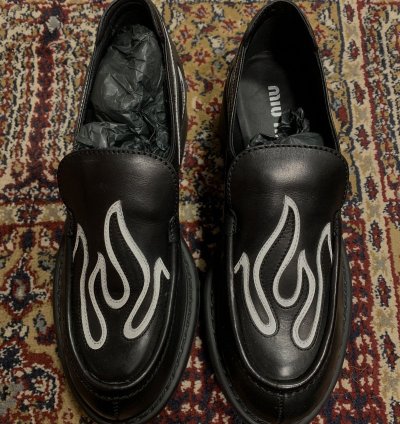 Miu Miu Flame Leather Loafers