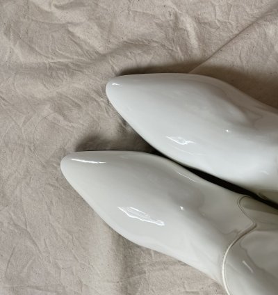 Miu Miu White Glossy Enamel Patent Leather Boots