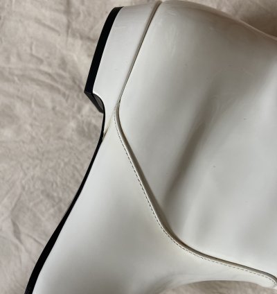 Miu Miu White Glossy Enamel Patent Leather Boots