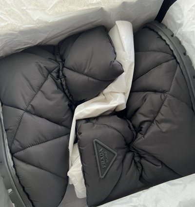 New 9 Prada Nylon Puffer Quilted Padded Boots Winter Snow