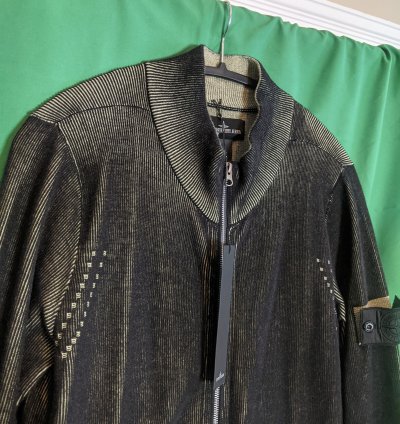 Black Green Ribbed Knit Zip Jacket Nwt