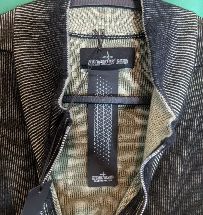Black Green Ribbed Knit Zip Jacket Nwt