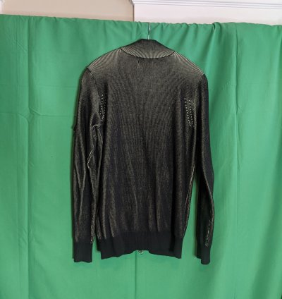 Black Green Ribbed Knit Zip Jacket Nwt