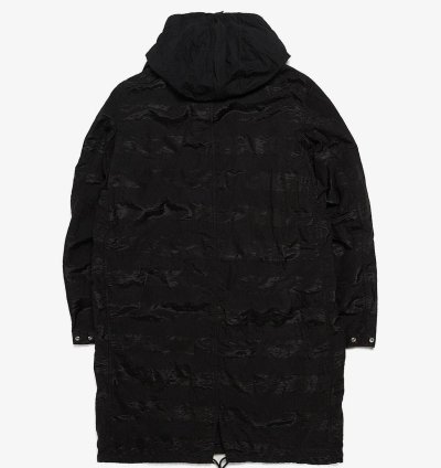 Black Striped Nylon Metal Polyamide Blend Coat