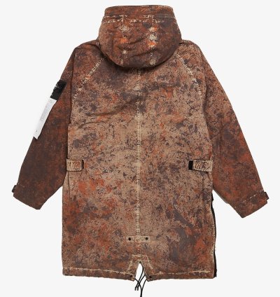 Brown And Orange Paintball Camo Elongated Jacket