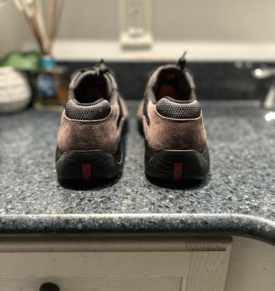 New Prada America Cup Suede Brown Black Size 8