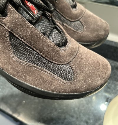New Prada America Cup Suede Brown Black Size 8