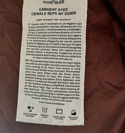 Down Filled Coat Crinkle Reps Perfect Condition