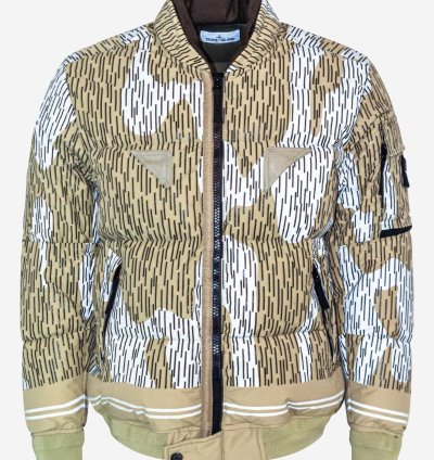 Ecru Naslan Light Watro Rain Camo Down Jacket