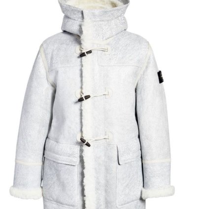 Hooded Genuine Shearling Lambskin Duffle Coat