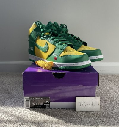 Nike Sb Dunk Hi Og Qs Supreme Brazil Sz 11 Ds