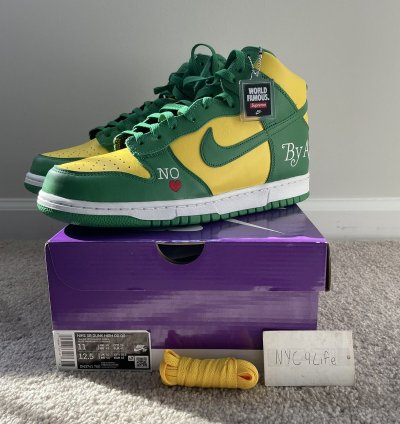 Nike Sb Dunk Hi Og Qs Supreme Brazil Sz 11 Ds