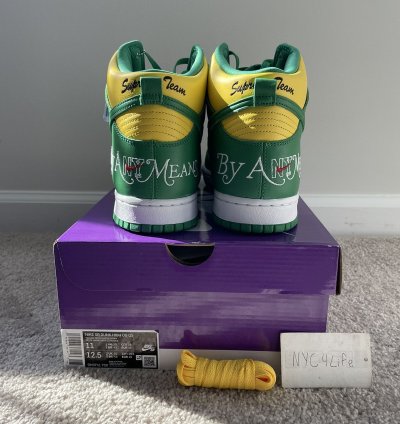 Nike Sb Dunk Hi Og Qs Supreme Brazil Sz 11 Ds
