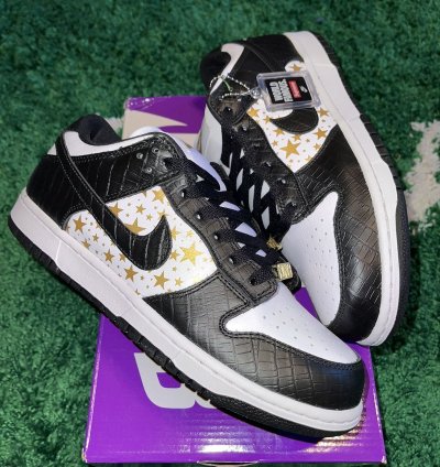 Nike Sb Dunk Low Supreme Stars Black Size 8 5m Brand New