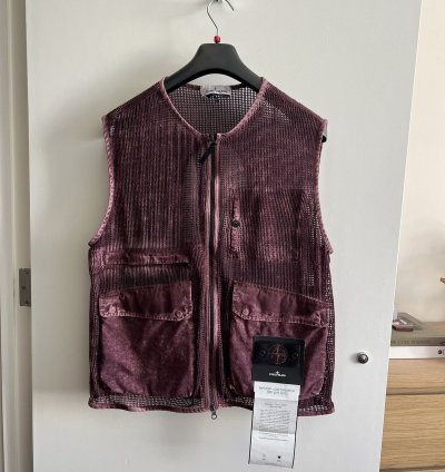 Ripstop Cotton Mesh Pigment Dyed Utility Vest Burgundy