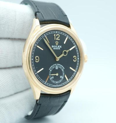 Rolex 1908 39 Mm Black Dial Black Leather Strap Complete Set 2024 Unworn 52508