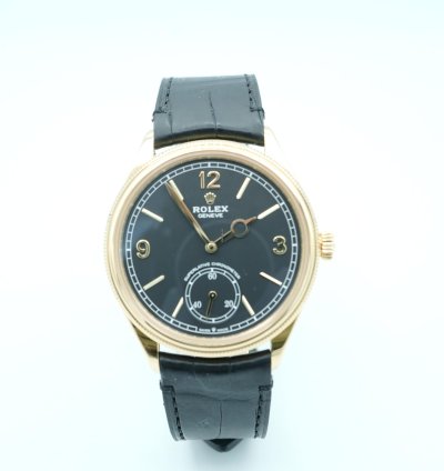 Rolex 1908 39 Mm Black Dial Black Leather Strap Complete Set 2024 Unworn 52508