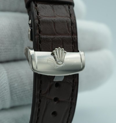 Rolex 1908 39 Mm White Dial Brown Leather Strap Complete Set 2024 Unworn 52509