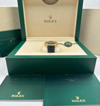 Rolex 1908 39mm Black Dial Yellow Gold 52508 Unworn 2024