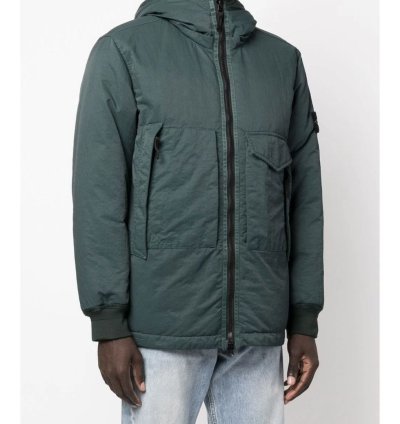 Stone Island 100 Down Compass Patch Jacket Green