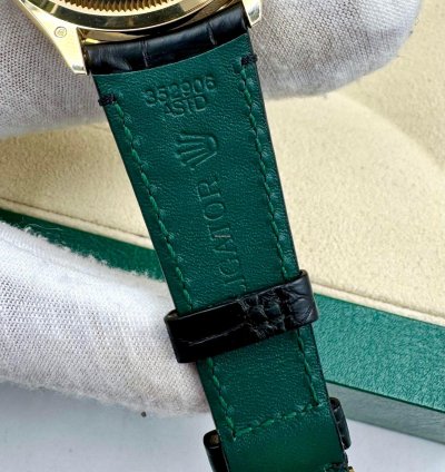 Rolex 1908 39mm Black Dial Yellow Gold Leather Strap 52508 Unworn 2024