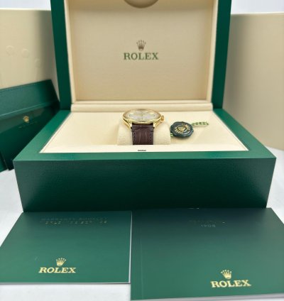 Rolex 1908 39mm White Dial Yellow Gold 52508 Unworn 2024