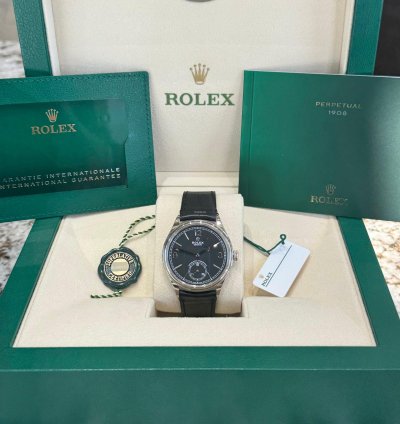 Rolex 1908 White Gold Black Dial Full Set 2024