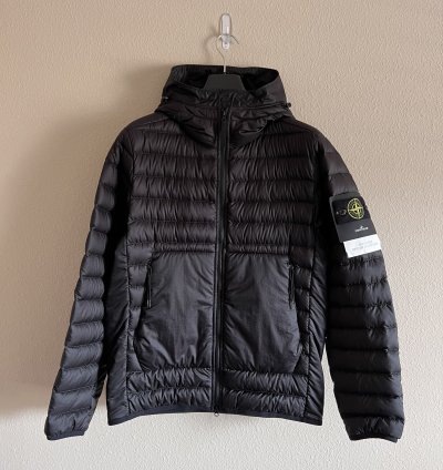 Stone Island 40324 Hooded Down Nylon Ripstop Jacket In Black