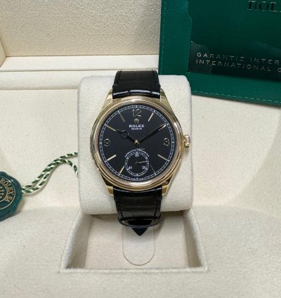 Rolex 1908 Yellow Gold Black Dial Full Set 2024