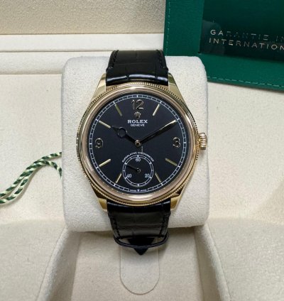Rolex 1908 Yellow Gold Black Dial Full Set 2024