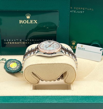 Rolex Datejust 278381rbr Datejust 31mm Rose Gold Steel Mother Of Pearl Dial Diamond Bezel Jubilee