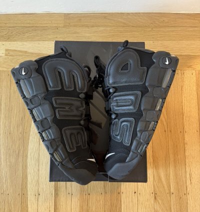 Nike Supreme Air More Uptempo Triple Black 2017 New Box