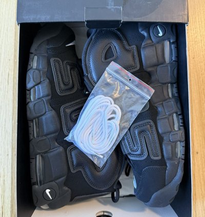 Nike Supreme Air More Uptempo Triple Black 2017 New Box