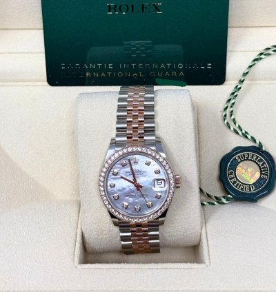 Rolex Datejust 278381rbr Datejust 31mm Steel Rose Gold Diamond-set Bezel Mop Diamond Dial Jubilee