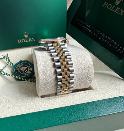 Rolex Datejust 31 2023 Two Tone Yellow Gold Green Roman Dial Diamond Bezel - Jubilee Bracelet