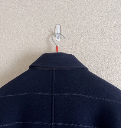 Stone Island 70753 Long Wool Coat In Navy