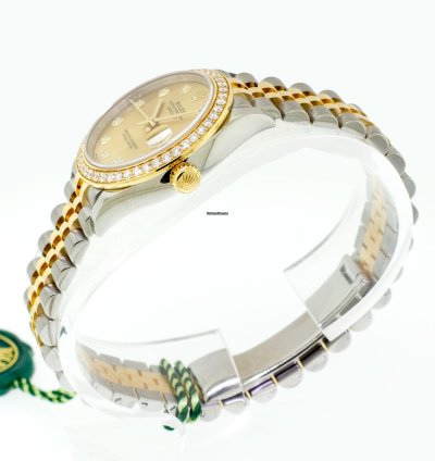 Rolex Datejust 31 31mm 18k Yellow Gold Steel Champagne Diamond Dial Diamond Bezel 278383