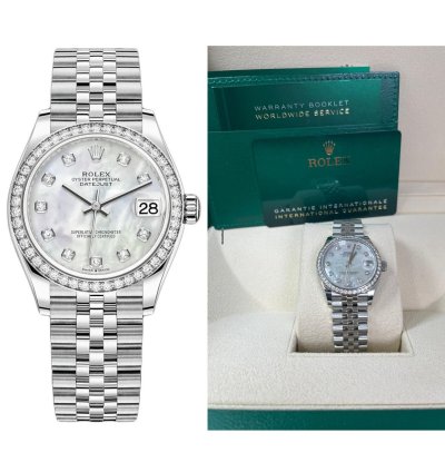 Rolex Datejust 31 Diamond Bezel - White Mother-of-pearl Diamond Dial - Jubilee 278384rbr